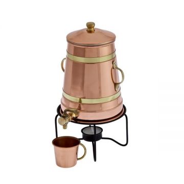 Carafa Cupru Incalzitor Ceai, Cafea, Vin Fiert 1,5L, cu capac, suport si robinet Carafa Cupru Incalzitor Ceai, Cafea, Vin Fiert 1,5L, cu capac, suport si robinet