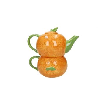 Ceainic cu ceasca 2in1, Brandani, Orange, 17x11x16 cm, dolomit, portocaliu Ceainic cu ceasca 2in1, Brandani, Orange, 17x11x16 cm, dolomit, portocaliu