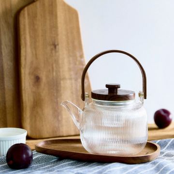 Ceainic Elsie, Homla, 880 ml, sticla/lemn, transparent/maro Ceainic Elsie, Homla, 880 ml, sticla/lemn, transparent/maro