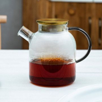 Ceainic Kubbe, Homla, 1.8 L, sticla/inox, negru/auriu Ceainic Kubbe, Homla, 1.8 L, sticla/inox, negru/auriu