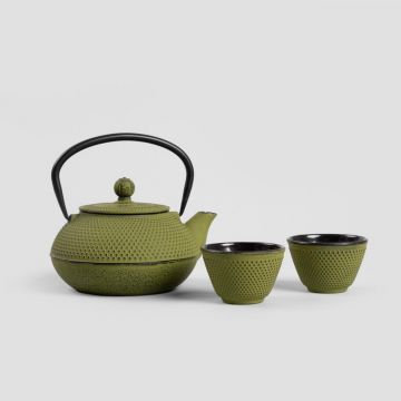 Set ceainic cu 2 cesti Modig, Homla, 800 ml, fonta, verde Set ceainic cu 2 cesti Modig, Homla, 800 ml, fonta, verde